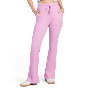 CREAM YOGA Pink Sky Ribbed Flare Pants